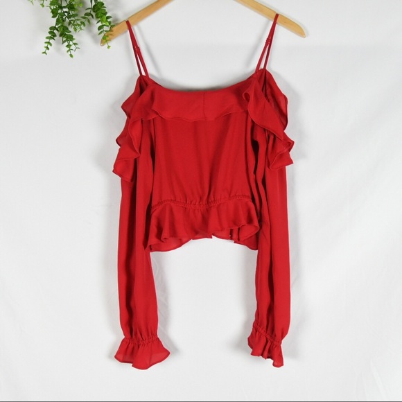Divided Red Off the Shoulder Ruffle Top - Picture 6 of 9